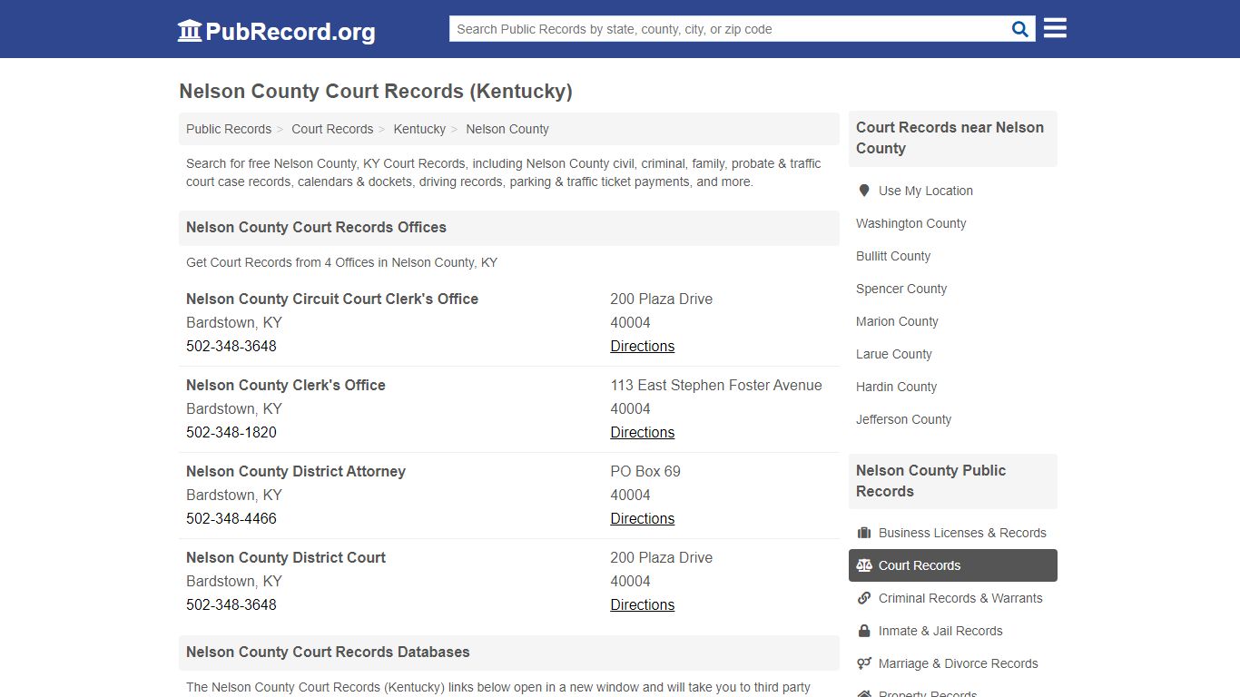 Free Nelson County Court Records (Kentucky Court Records) - PubRecord.org